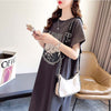 好感度満載 プリント 美感いっぱい Tシャツ カットソー ワンピース＜U-3599＞