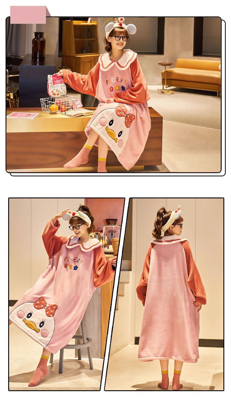 柔らかな肌触りで着心地も楽ちん！コーラルベルベットパジャマ女性冬プラスベルベットと厚みのある  4種選択 パジャマ<U-9750>