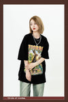 アメリカンレトロ絵画ウサギ半袖Tシャツカップル男女同スタイル<U-2910>