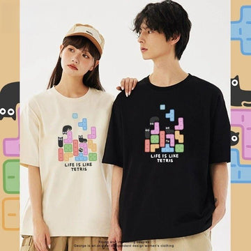 活躍する優秀アイテム 着心地良い カジュアル プリント 全8色 半袖Tシャツ 男女兼用<U-9321>