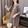 着せ プリント アルファベット ロングTシャツ 四色 ゆったりワンピース ＜U-4018＞