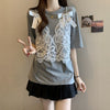 ファッション感満々 ロング丈 ゆったり 2色半袖Tシャツ＜U-10995＞