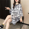 オシャレ度満点 プリント 一目惚れ 切り替え ワンピース Tシャツ カットソー＜U-3122＞