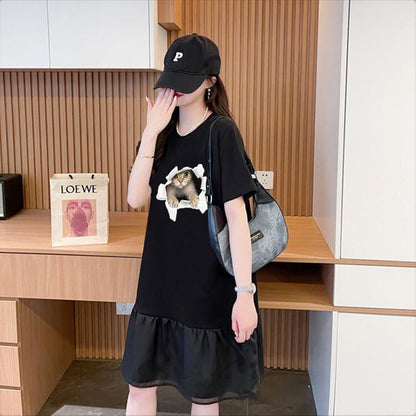 絶対欲しい ネコ カジュアル デザイン ゆったり 半袖 Tシャツ＜U-8658＞