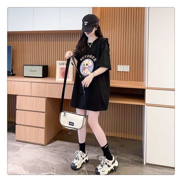 今季マストバイ レース 可 透かし彫り 切り替え 2色選択 Tシャツ カットソー＜U-8493＞