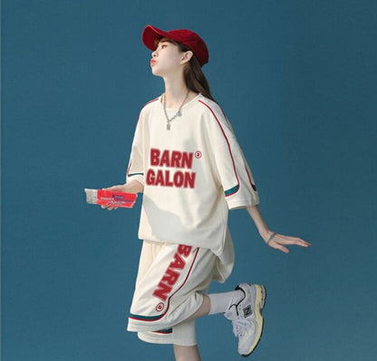 大好評 ファッション カジュアル ルーズ半袖Ｔシャツⅹパンツセット<U-6539>