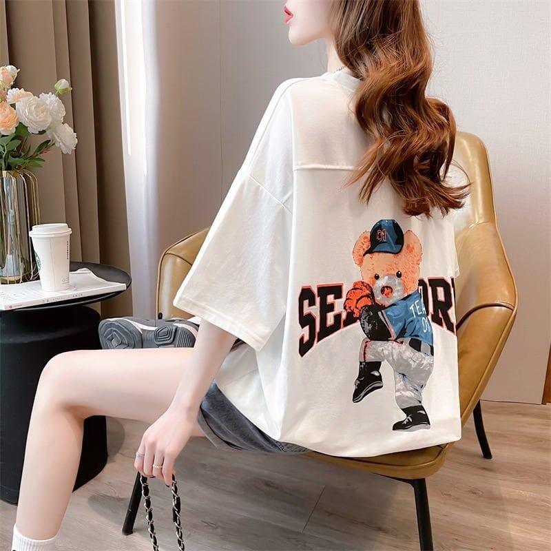 スタイリッシュ 3色選択可 一目惚れ カートゥーンプリント Tシャツ カットソー＜U-3091＞