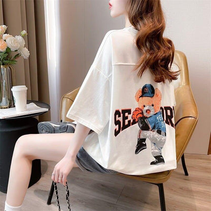 スタイリッシュ 3色選択可 一目惚れ カートゥーンプリント Tシャツ カットソー＜U-3091＞
