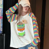 都市ファッショ デザイン オシャレ 大人可愛い 着心地良い プリント ストライプ柄 半袖Tシャツ<U-9332>