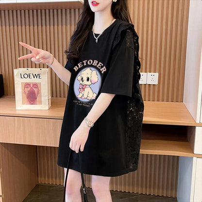 今季マストバイ レース 可 透かし彫り 切り替え 2色選択 Tシャツ カットソー＜U-8493＞
