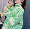 ゆったり感アップ ハイネック 知的で品の良い チェック柄 長袖 カーディガン アウター＜U-2706＞