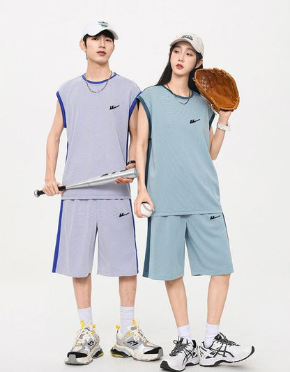 売り切れ必至 ファッション 超人気 男女兼用 ノースリーブＴシャツⅹパンツセット全5色<U-8754>