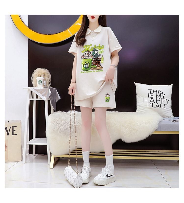 超人気 プリント カジュアル 半袖Ｔシャツⅹパンツセット全3色 <U-8528>