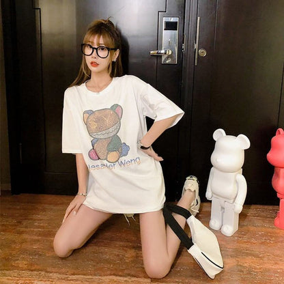 個性的なデザイン 切り替え 一目惚れ プリント Tシャツ カットソー＜U-3481＞