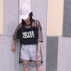 好感度UP レイヤード風 アバンギャルド プリントTシャツ ゆったり半袖＜U-8156＞