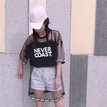 好感度UP レイヤード風 アバンギャルド プリントTシャツ ゆったり半袖＜U-8156＞