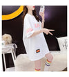 質感のいい アルファベット 熊柄 ドロップショルダー オーバーサイズ Tシャツ ＜U-2878＞