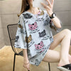 話題沸騰中 ロング丈 ゆったり 切り替え 2色半袖Tシャツ＜U-8132＞