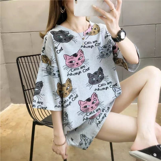 話題沸騰中 ロング丈 ゆったり 切り替え 2色半袖Tシャツ＜U-8132＞