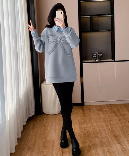 好感度UP レイヤード風 柔らかくて優しい印象 切り替え プラスベルベット 全3色 スウェット＜U-9809＞