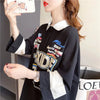 質感のいい ロング POLOネック プリントTシャツ ゆったり半袖 ＜U-2928＞
