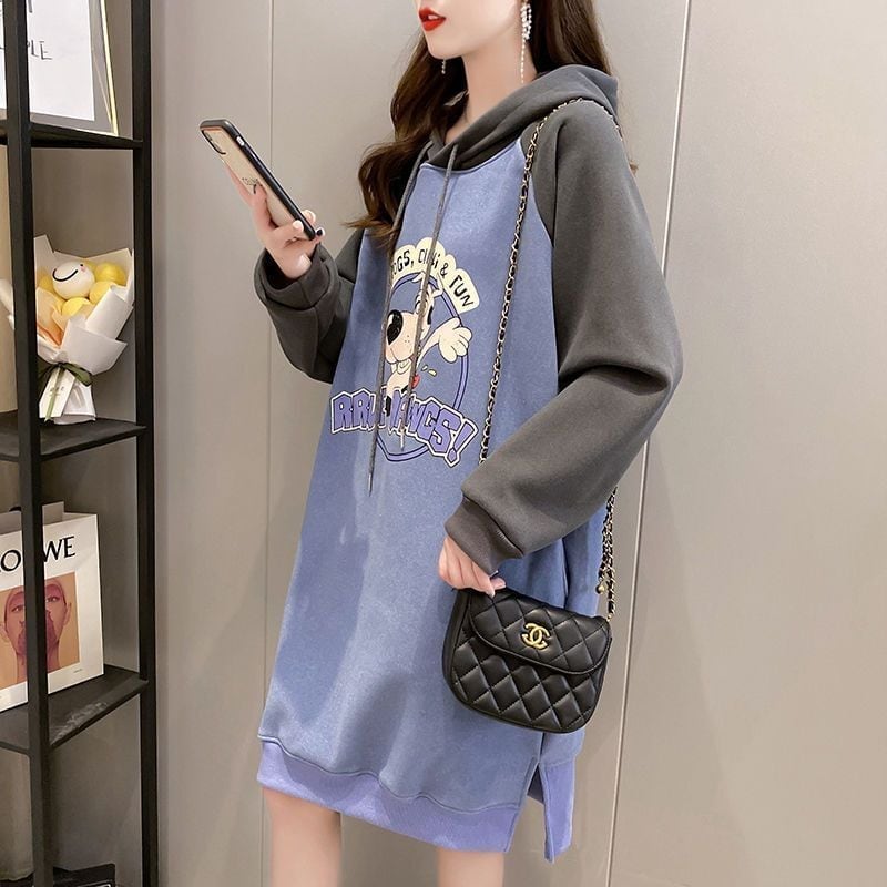 大人気厚手フード付きロングパーカー全3色＜U-4474＞