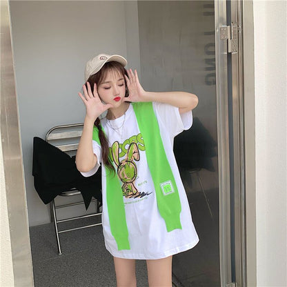早い者勝ち 早い者勝ち 絶対流行 カジュアル 2色選択 Tシャツ+カウルネック<U-11153>