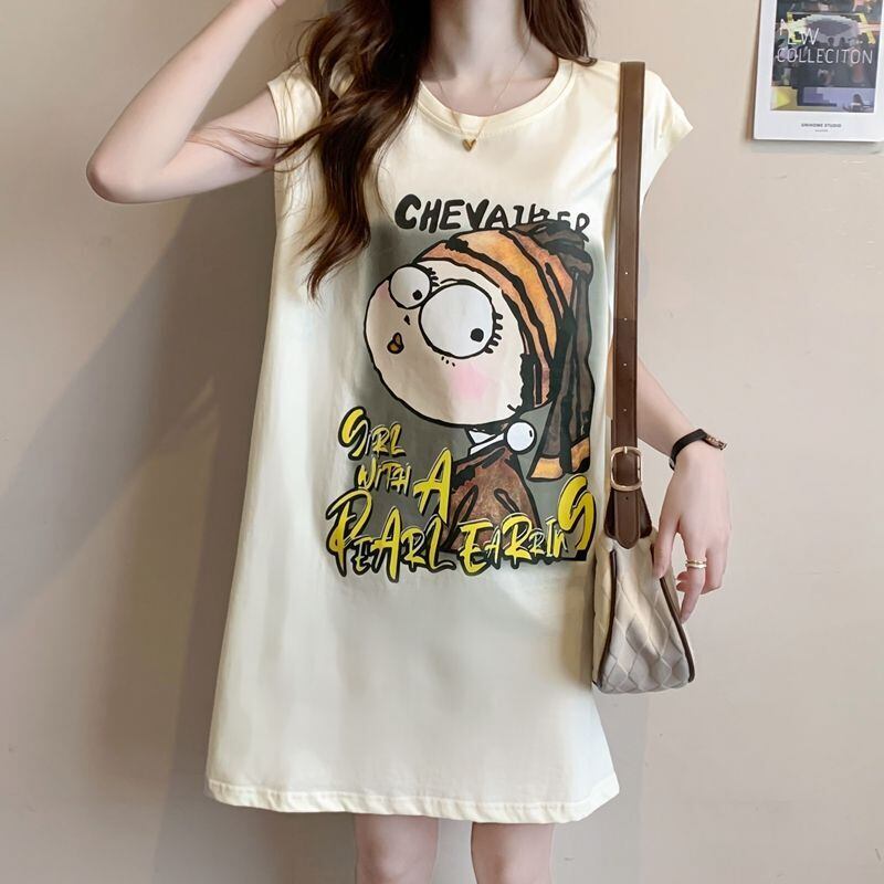 真夏も快適 着心地良い ファッション感満々 プリント全4色 ノースリーブ Tシャツ カットソー＜U-9161＞