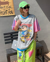 話題沸騰中 ゆったり カジュアル プリント カラーマッチング 半袖Tシャツ＜U-8067＞