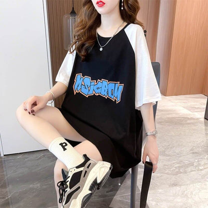 好感度満載 切り替え 美感いっぱい プリント Tシャツ カットソー＜U-3621＞