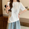 おすすめ 海外トレンド カジュアル モーダル 刺繍 半袖Tシャツ＜U-8476＞