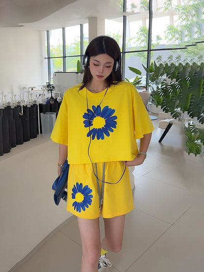 好感度UP カジュアル 真夏も快適 半袖 Tシャツ ショートパンツ セットアップ ＜U-11374＞