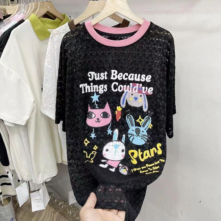 【半額！期間限定！！】新商品 キュート 超人気 プリント 2色半袖Tシャツ＜U-8520＞