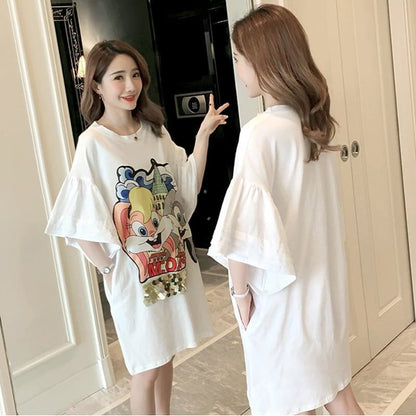 スタイリッシュ プリント 一目惚れ Tシャツ カットソー ワンピース＜U-3440＞