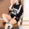 大好評 切り替え ストライプ柄 プリント ロング Tシャツ 三色 ゆったりワンピース ＜U-4012＞