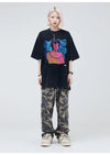 大注目 ファッション ストリート系 ヴィンテージ加工 プリントTシャツ ＜U-2875＞