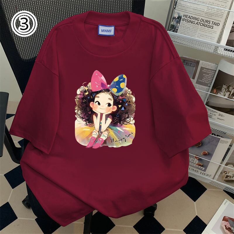 大人可愛い カジュアル 定番シンプル プリント 6種選択可 半袖Tシャツ<U-8906>