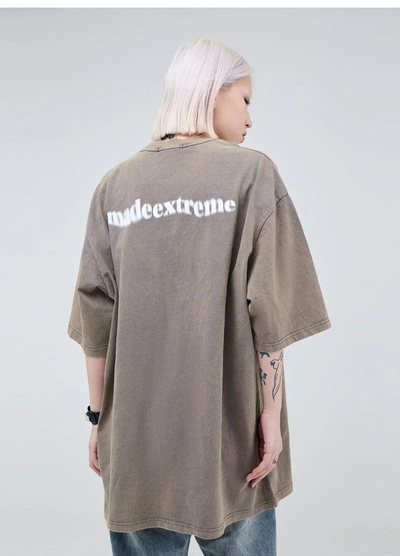 大注目 ファッション ストリート系 ヴィンテージ加工 プリントTシャツ ＜U-2875＞