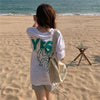 着心地良い プリント アルファベット ロング Tシャツ ゆったり半袖 ＜U-2851＞