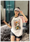 話題沸騰中 プリント切り替え 新作 全2色 半袖Tシャツ カットソー ＜U-8682＞