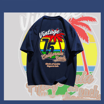 早い者勝ち カジュアル ファッション感満々 ダブルプリント 全5色 半袖Tシャツ<U-9271>