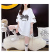 絶対欲しい ロング プリント ドロップショルダー Tシャツ ゆったり半袖 ＜U-2880＞