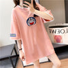 韓国系 ドロップショルダー 刺? レイヤードTシャツ ゆったり半袖 ＜U-3053＞