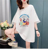 優しい雰囲気 立体のリボン バックオープン プリント ロングTシャツ ゆったり半袖＜U-2939＞
