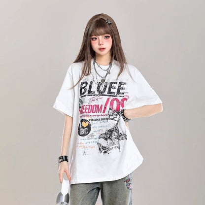 ファッション 早い者勝ち 絶対流行 カジュアル 2色選択 Tシャツ<U-11580>