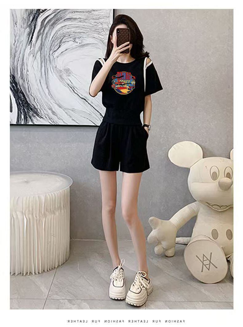 大人可愛い カジュアル 夏に嬉しい機能付き 半袖Ｔシャツⅹパンツセット全4色<U-11194>