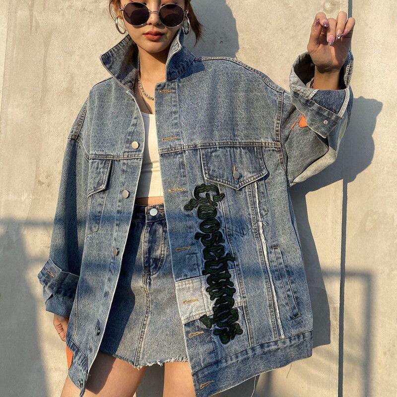 売り切れ必至 スマイリーフェイスの刺繍 個性派 コート<U-5381>