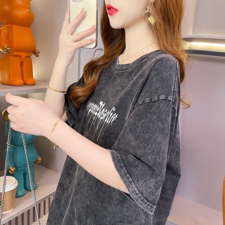 大注目 プリントTシャツ ヴィンテージ加工 ゆったり半袖＜U-3021＞
