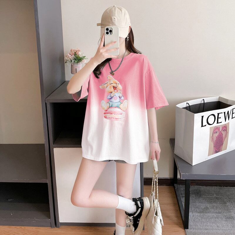 話題沸騰中 グラデーション おしゃれ度高め プリント 2色選択 半袖 Tシャツ <U-9218>