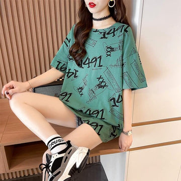 オシャレ度満点 プリント カジュアル Tシャツ カットソー＜U-3301＞
